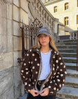 Veste polaire marron à pois - LOUANE