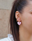 CŒUR Pois rose pale & blanc