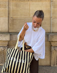 Cabas Rayé Jaune pâle et noir - Orajane