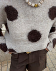 Pull beige à pois - HAPPY