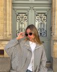 Veste fluide à carreaux noir - AYA