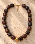 Collier marron et paillettes - SOPHIA