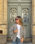 Veste fluide à carreaux noir - AYA