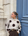 Pull beige à pois -  HAPPY