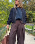 Pantalon fluide a rayures marron - MARCEAU