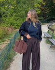 Pantalon fluide a rayures marron - MARCEAU