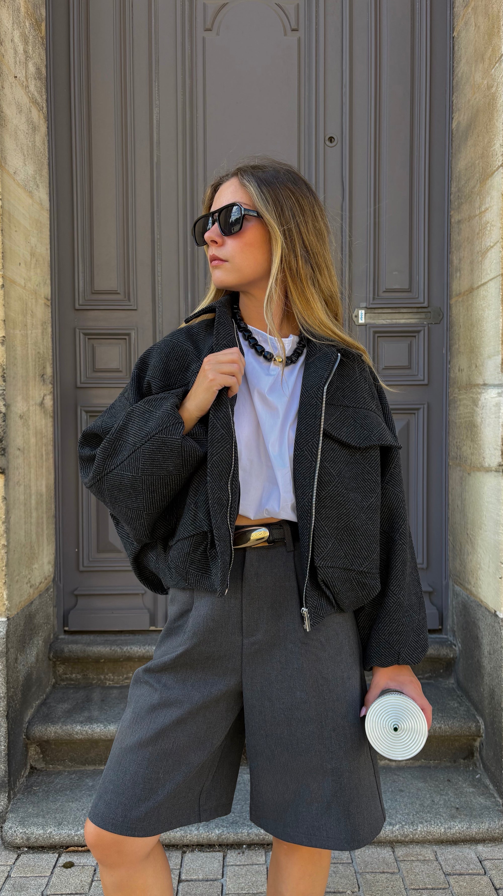 Veste Bombers Noir/Gris - Billy