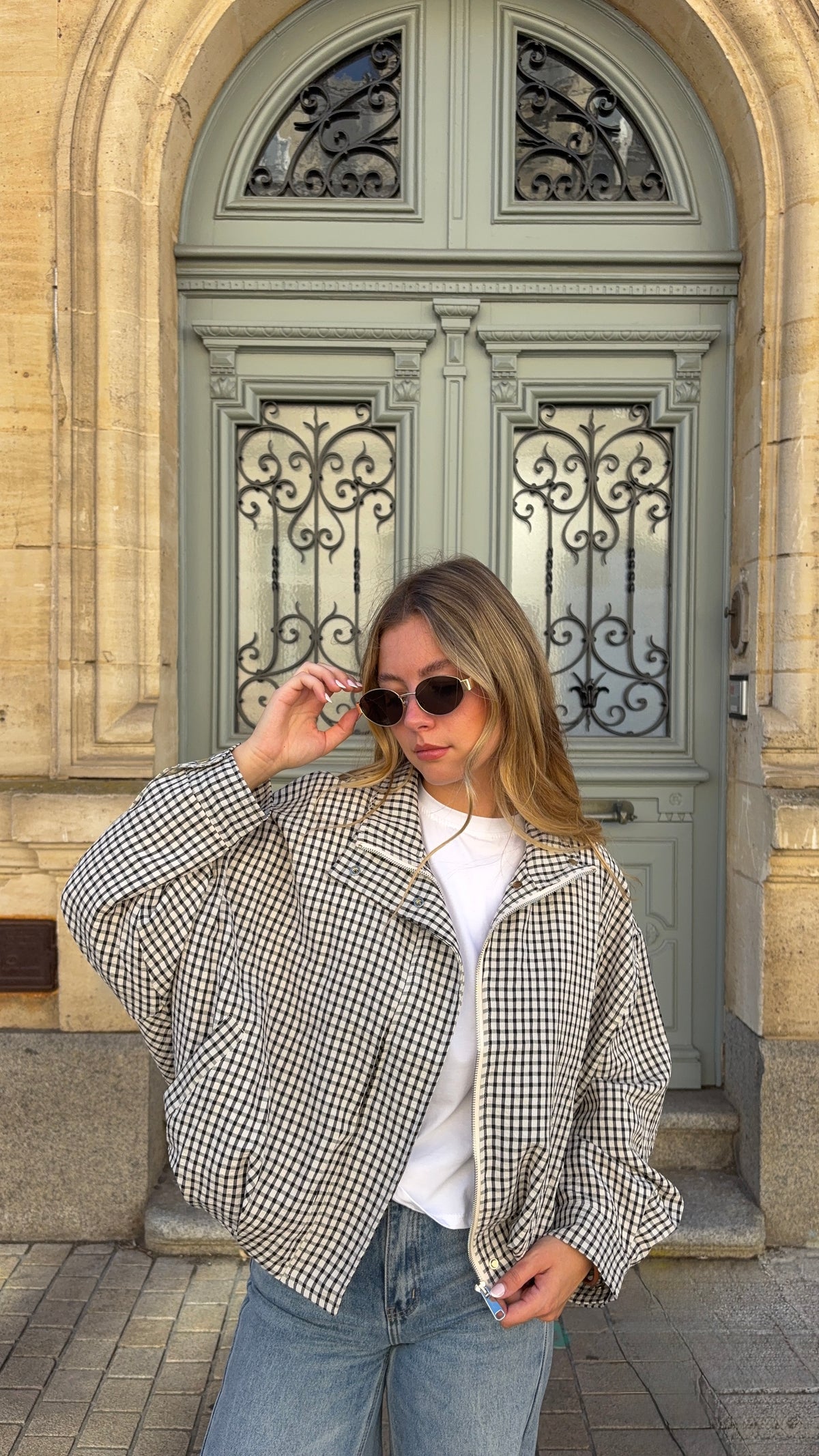 Veste fluide à carreaux noir - AYA