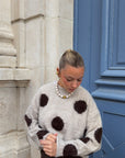 Pull beige à pois -  HAPPY