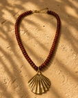Collier Coquillage Marron - Ambre